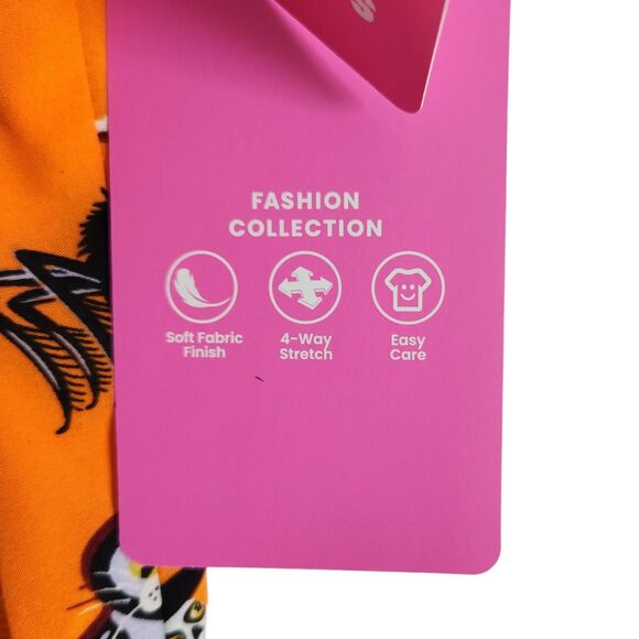 Scrubstar V Neck Scrub Top Womens Size Medium Orange Halloween Theme New - Picture 7 of 7